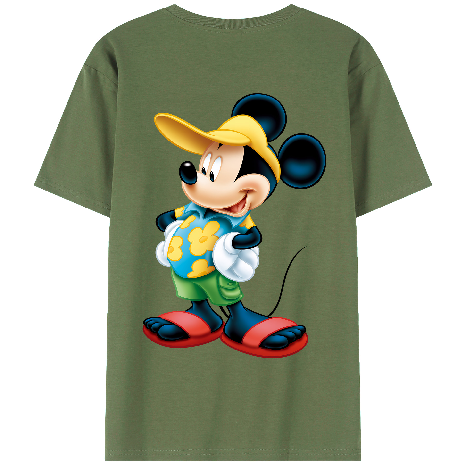 （画像用） ミッキーマウス Mickey Mouse 綿100％ メンズ半袖Tシャツ（バックプリント） 通気性